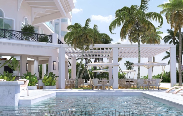 Визуализации прилегающей территории отеля на пляже Sunny Isles Beach, Florida, USA